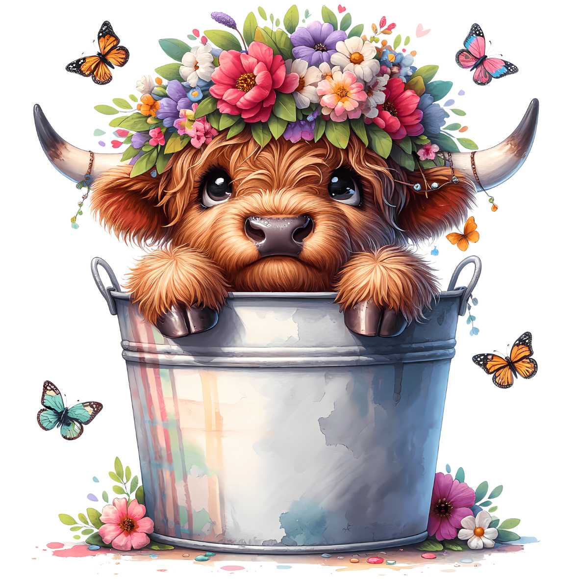 UV-DTF Bucket Highland Cow