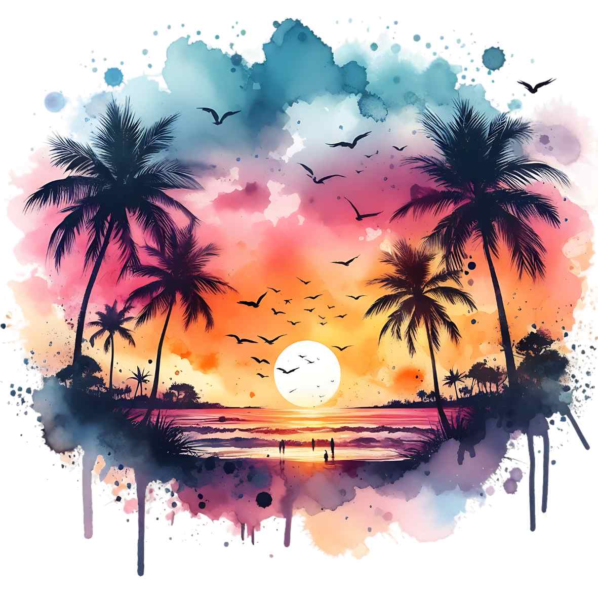 UV-DTF Hawaiian Sunset Decals