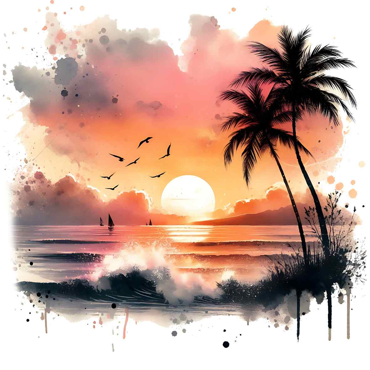 UV-DTF Hawaiian Sunset Decals