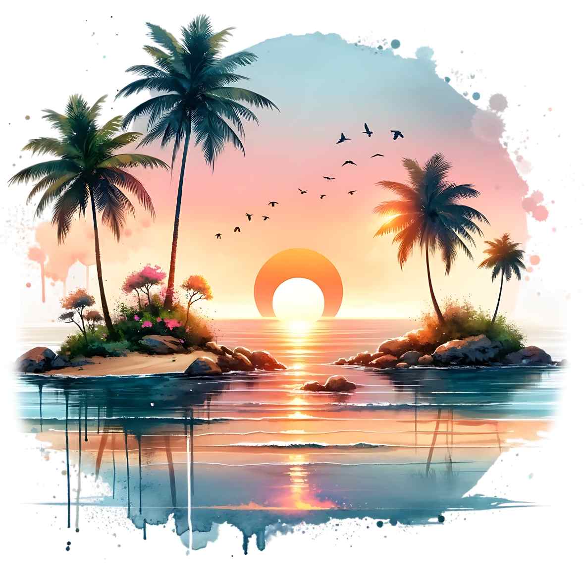 UV-DTF Hawaiian Sunset Decals
