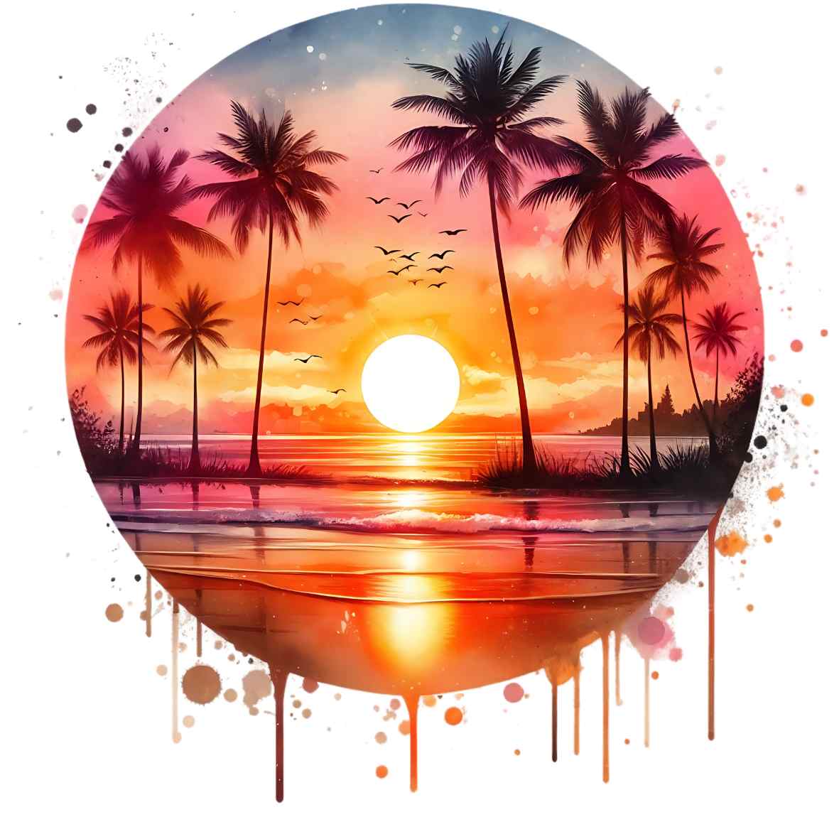 UV-DTF Hawaiian Sunset Decals