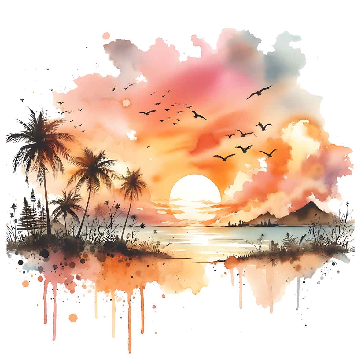UV-DTF Hawaiian Sunset Decals