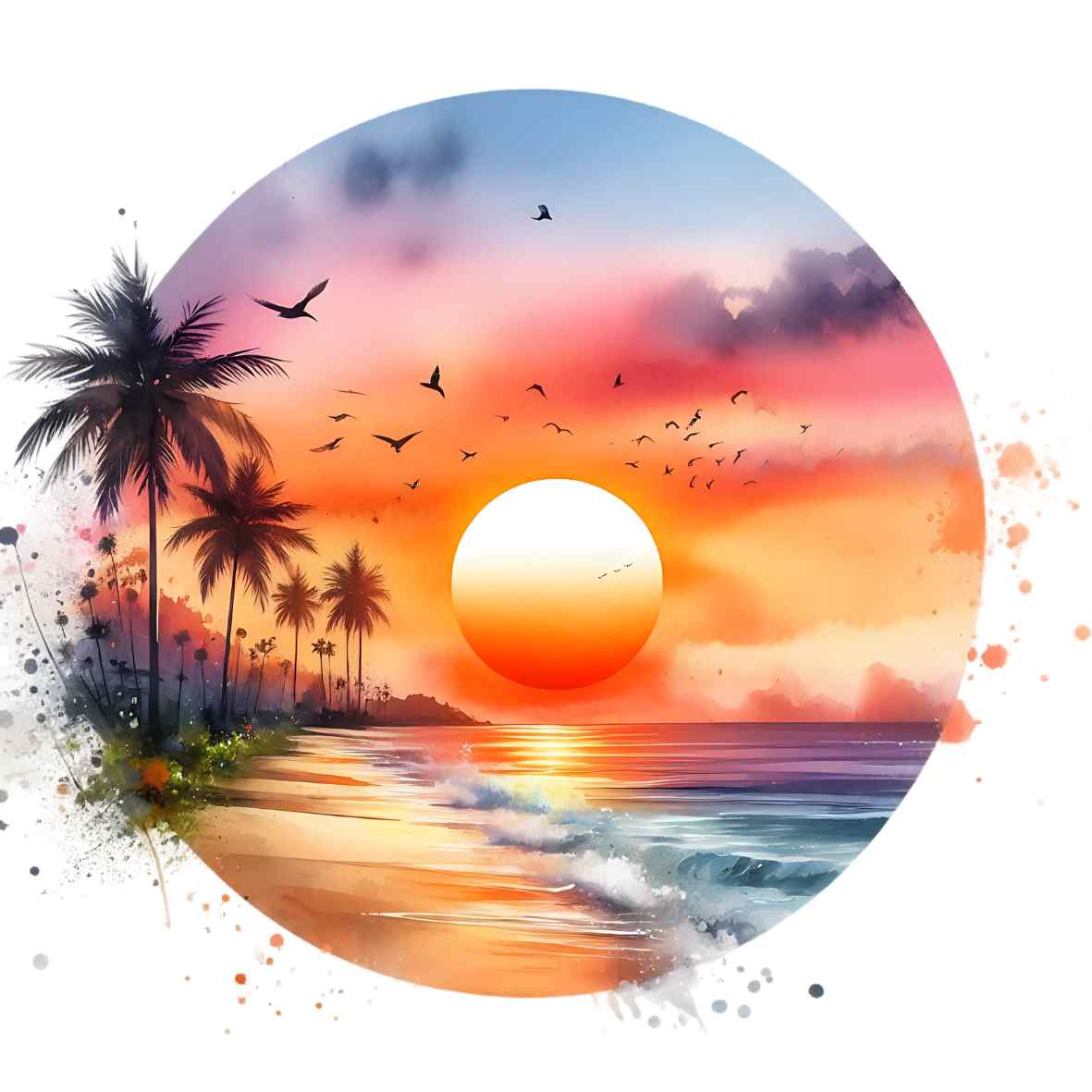 UV-DTF Hawaiian Sunset Decals