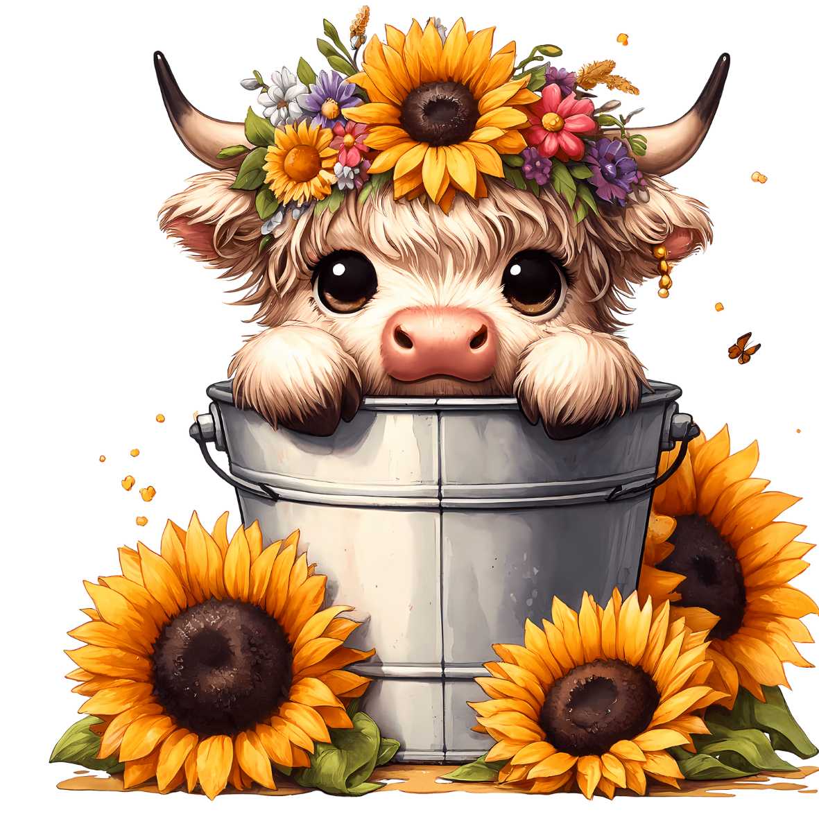 UV-DTF Bucket Highland Cow