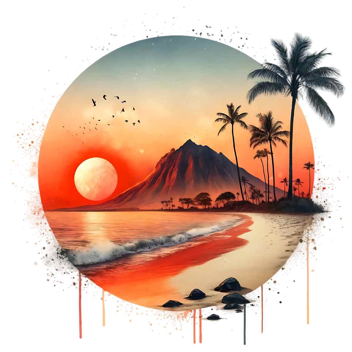 UV-DTF Hawaiian Sunset Decals