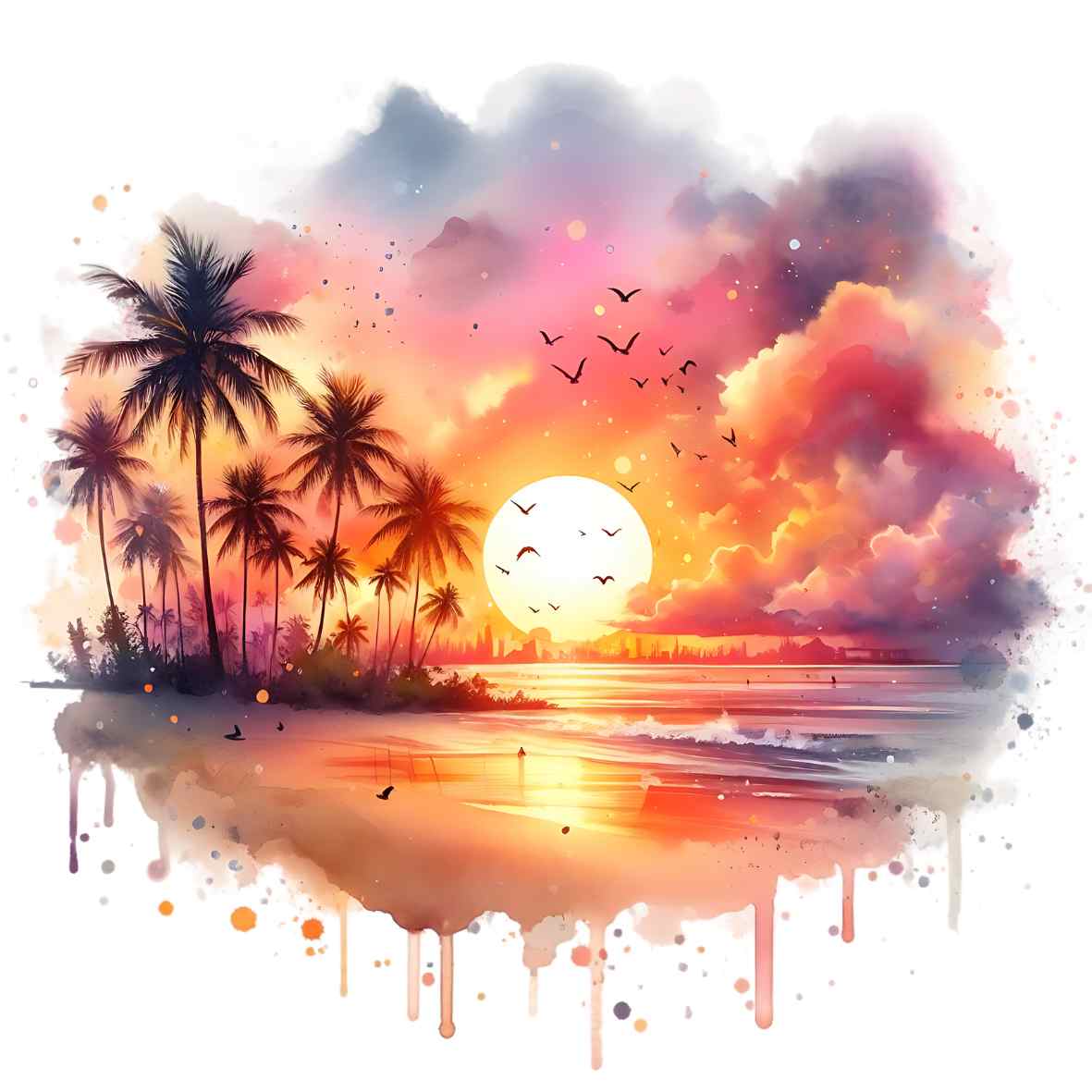UV-DTF Hawaiian Sunset Decals