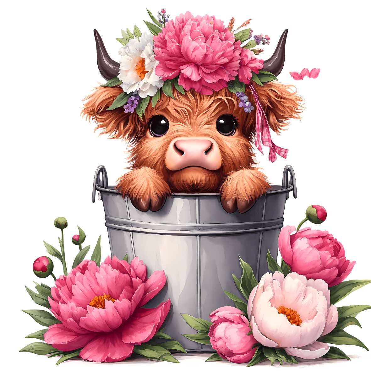UV-DTF Bucket Highland Cow