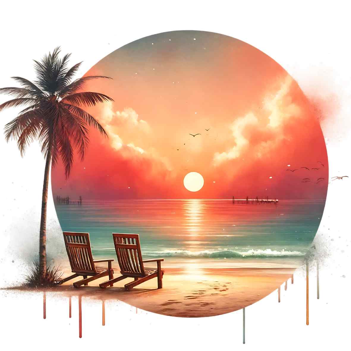 UV-DTF Hawaiian Sunset Decals