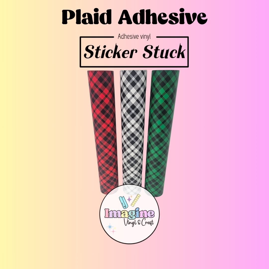 Sticker Stuck Plaid Adhesive