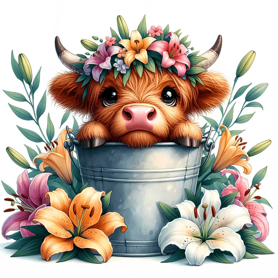 UV-DTF Bucket Highland Cow