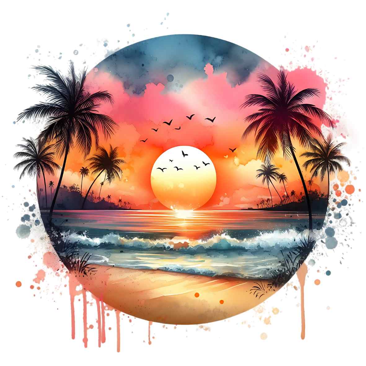 UV-DTF Hawaiian Sunset Decals