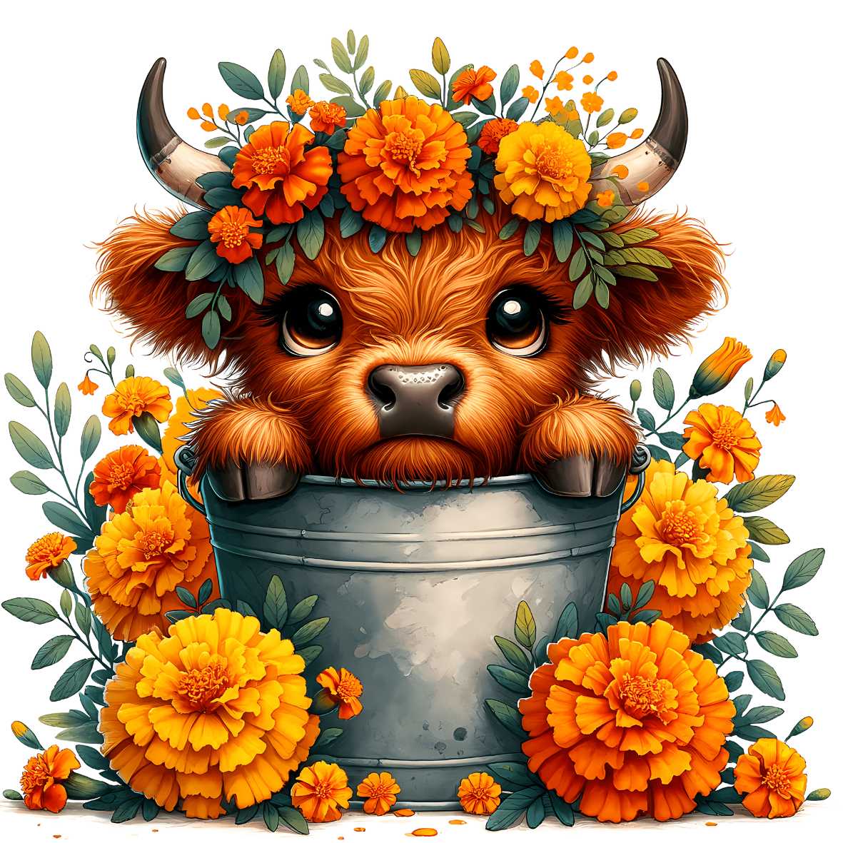 UV-DTF Bucket Highland Cow