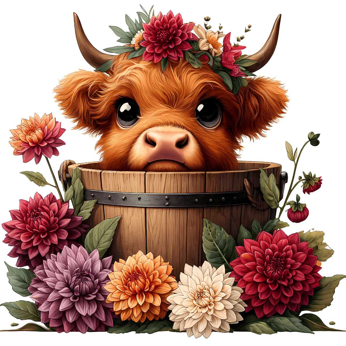 UV-DTF Bucket Highland Cow