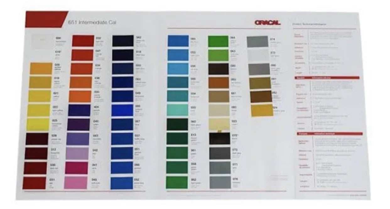 Oracal 651 colour chart