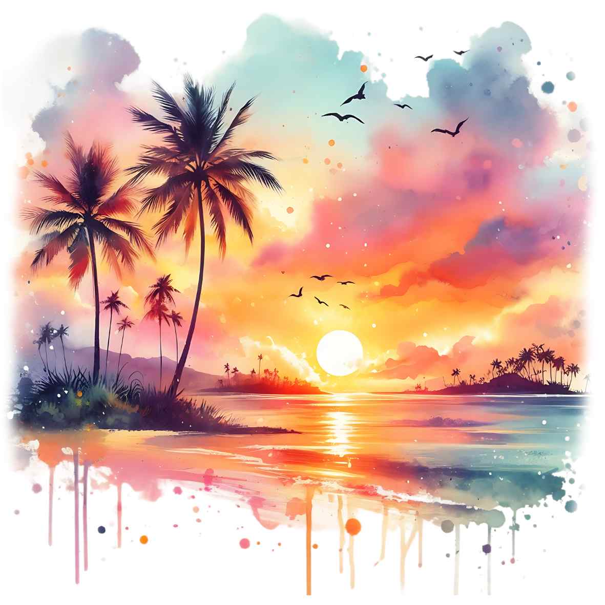 UV-DTF Hawaiian Sunset Decals