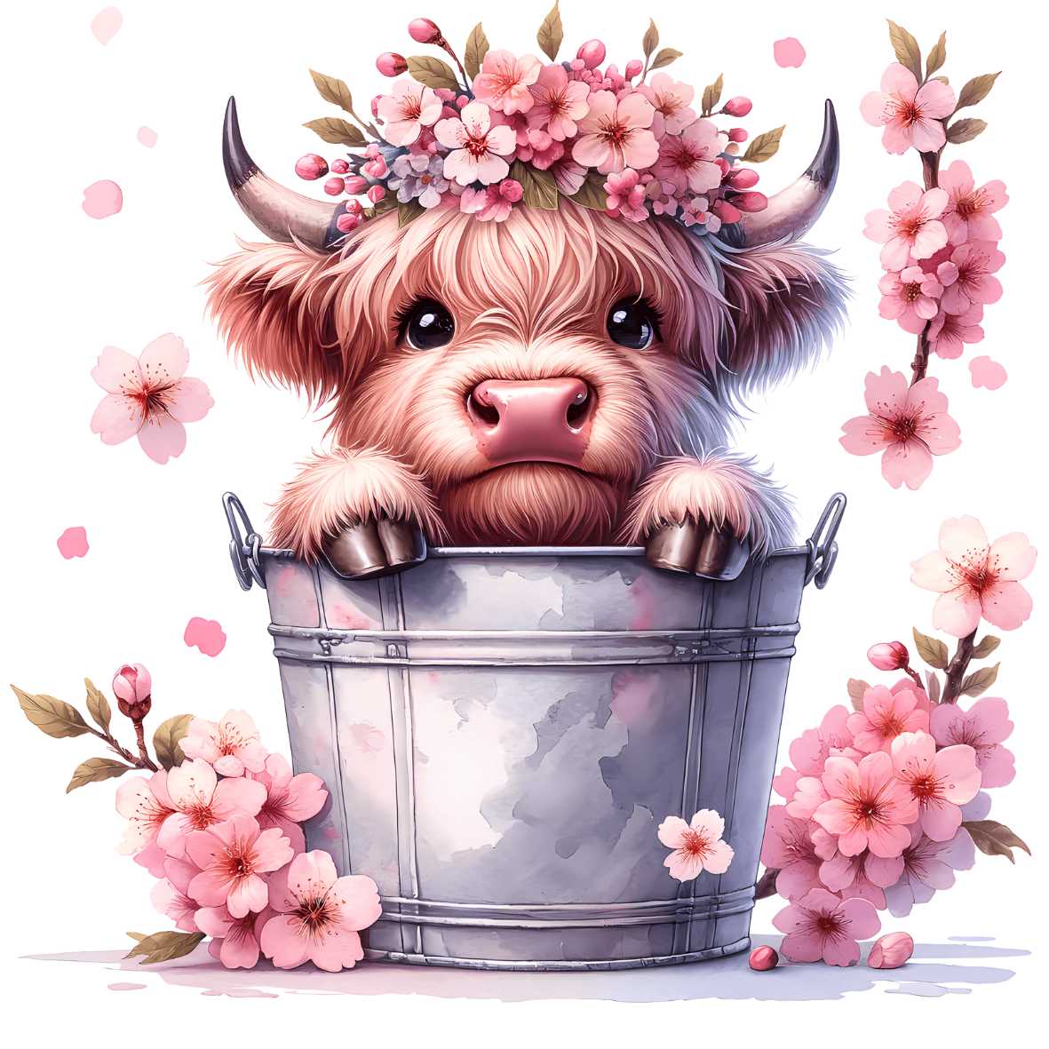 UV-DTF Bucket Highland Cow