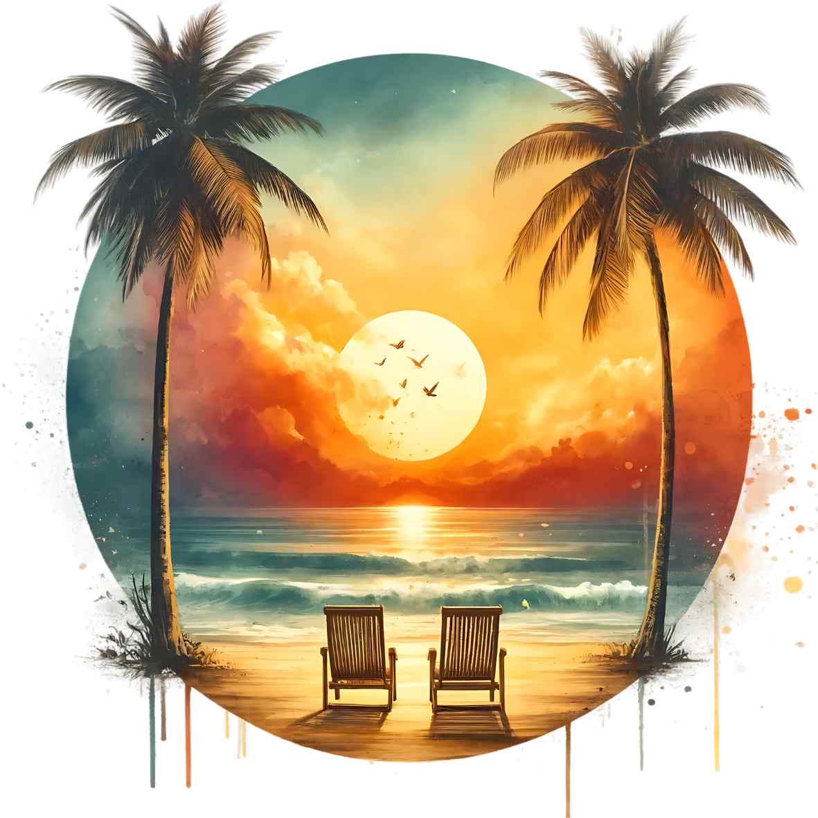 UV-DTF Hawaiian Sunset Decals