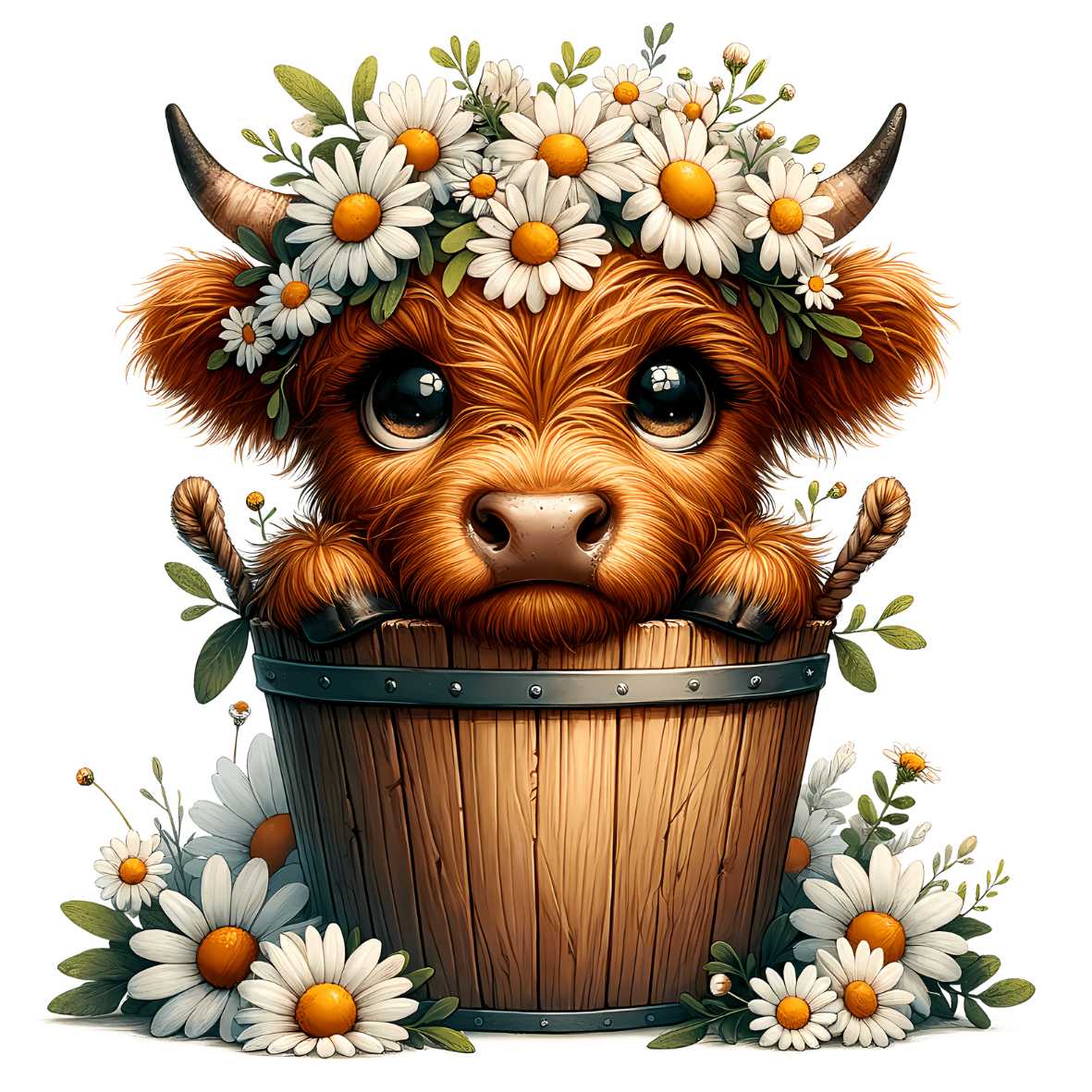 UV-DTF Bucket Highland Cow