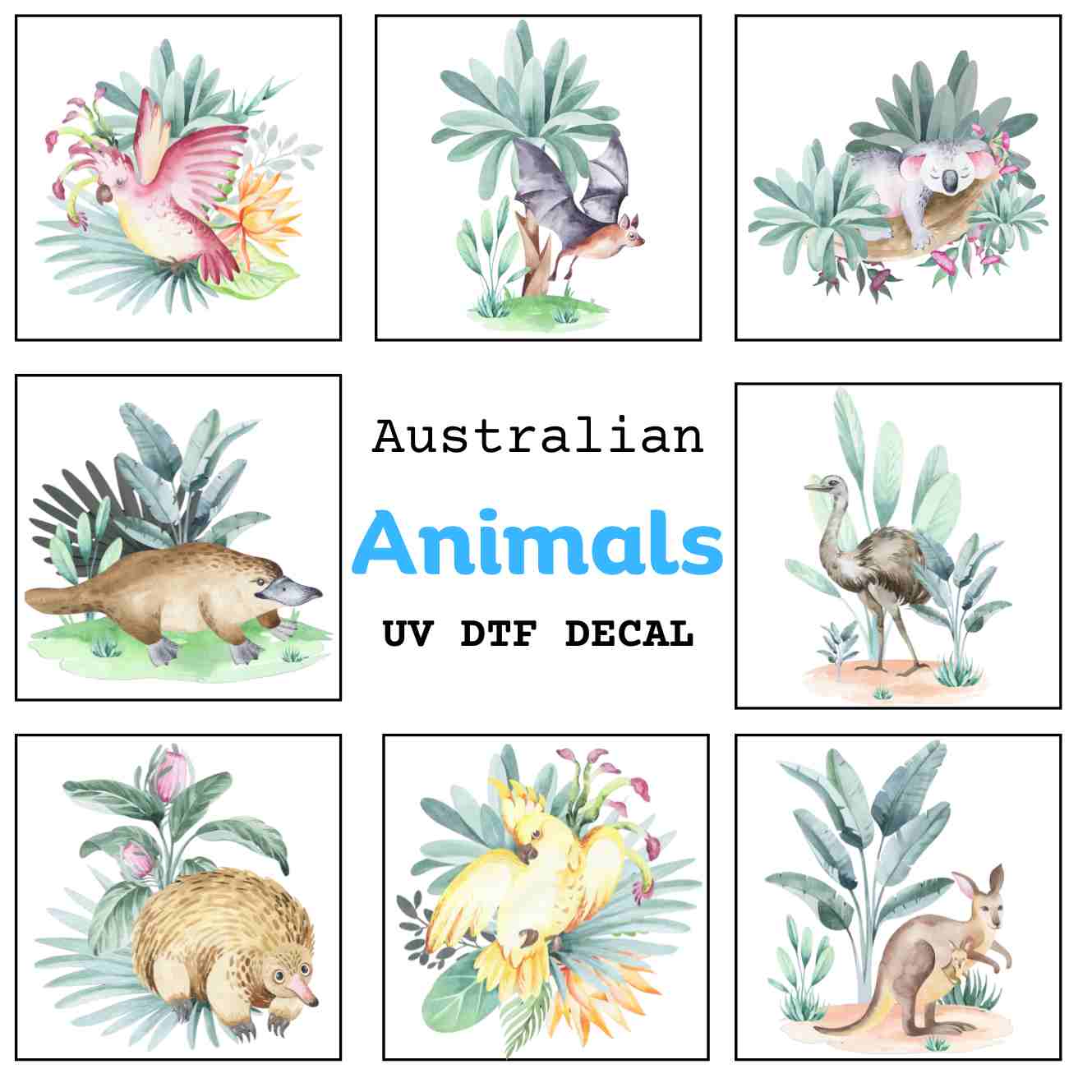 UV-DTF Australian Animals Decals