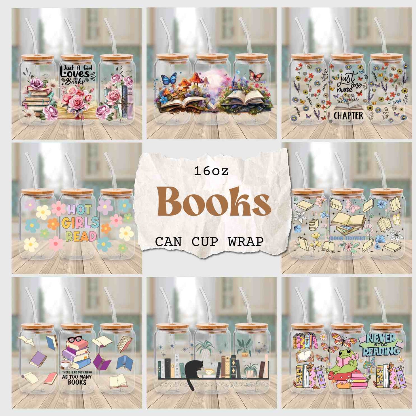 16oz UV DTF - Books
