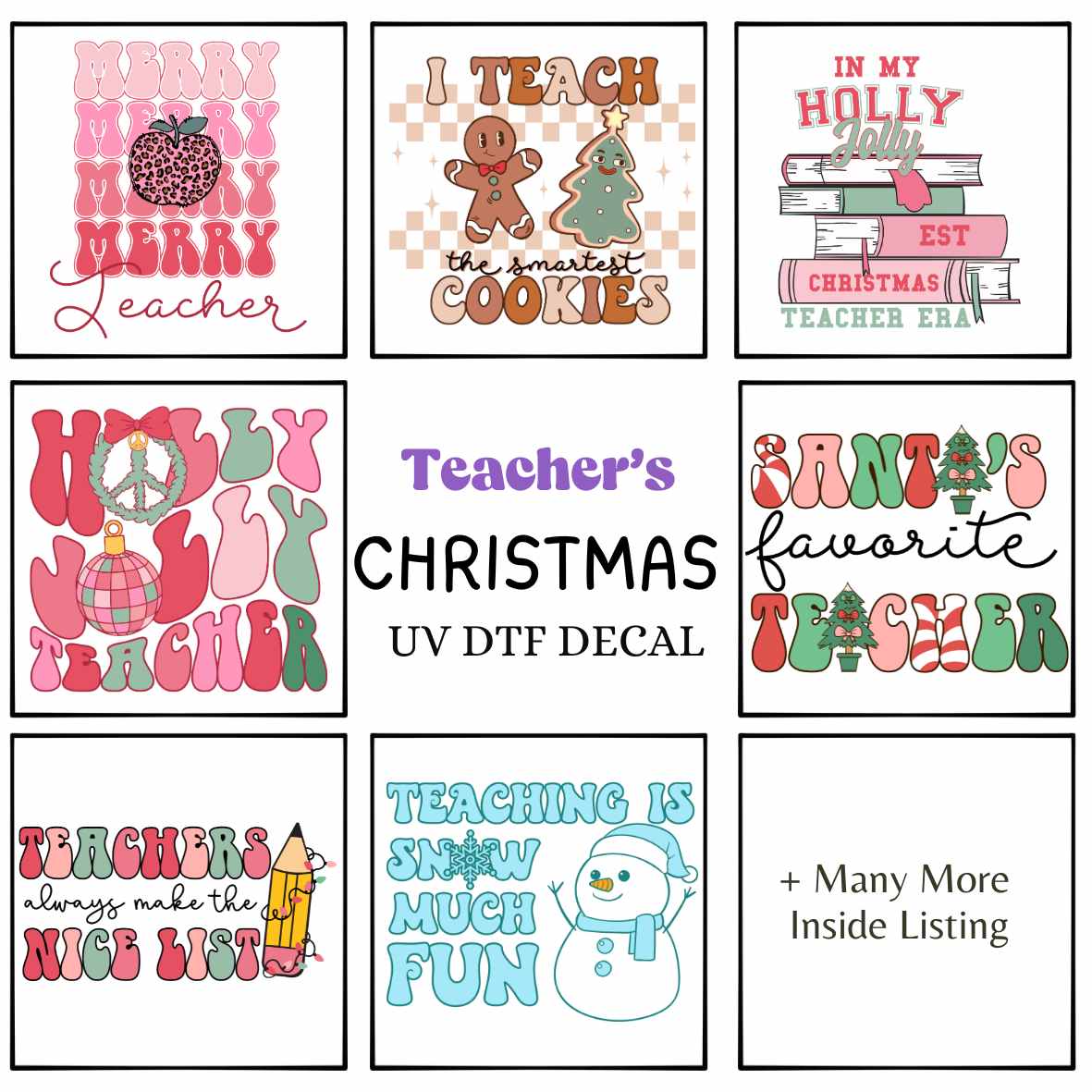 UV DTF Teacher Christmas Decals