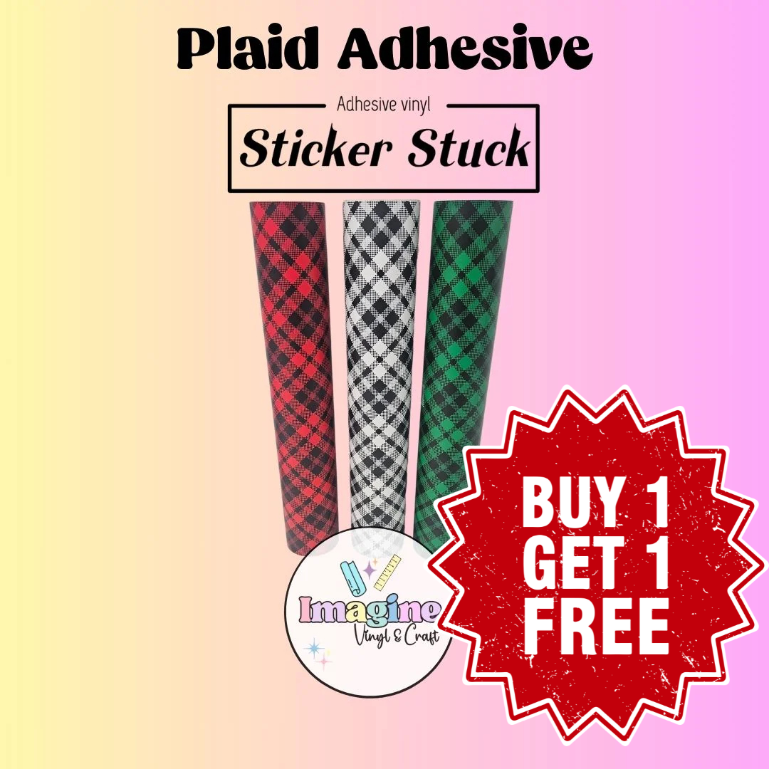 Sticker Stuck Plaid Adhesive
