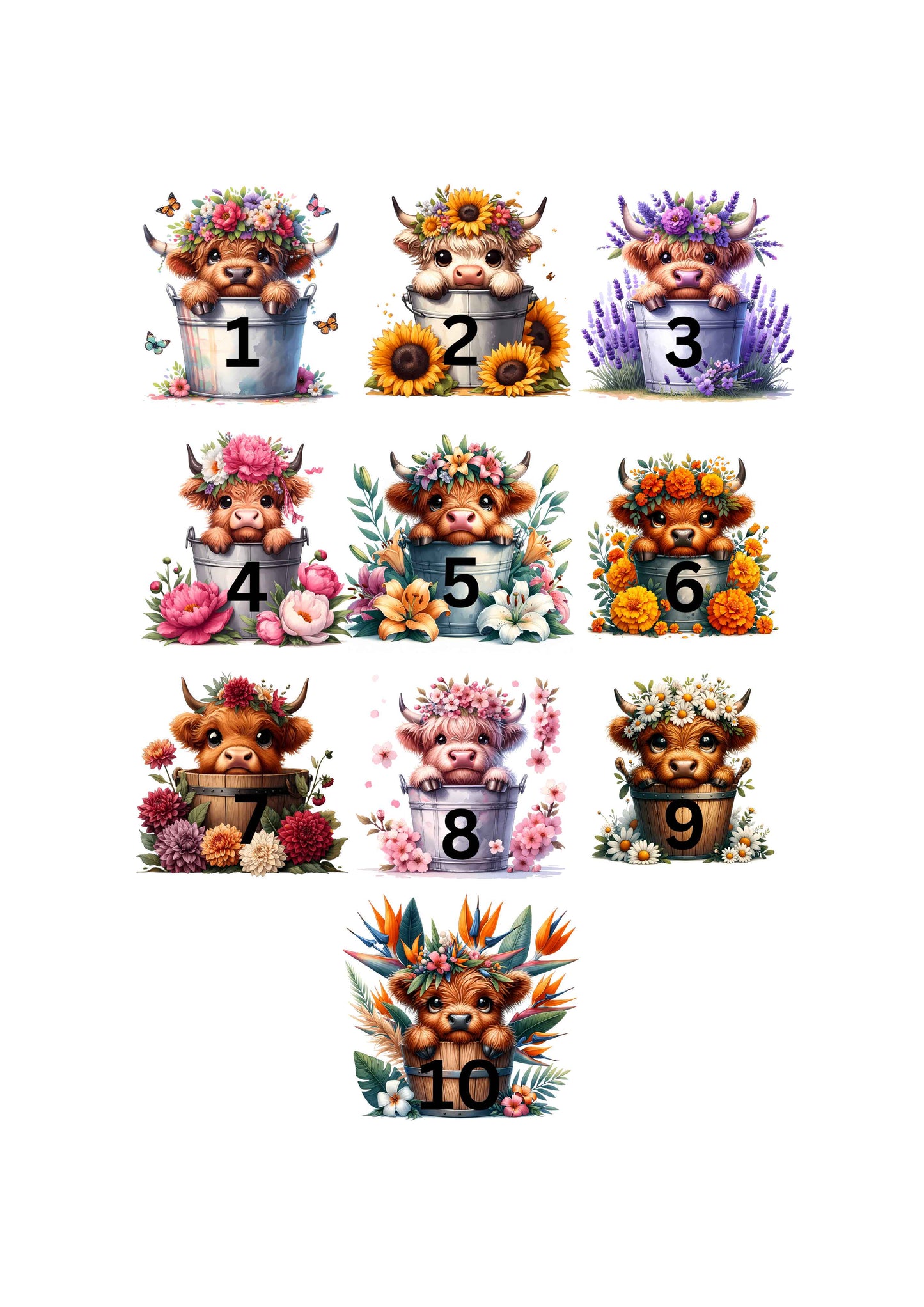 UV-DTF Bucket Highland Cow