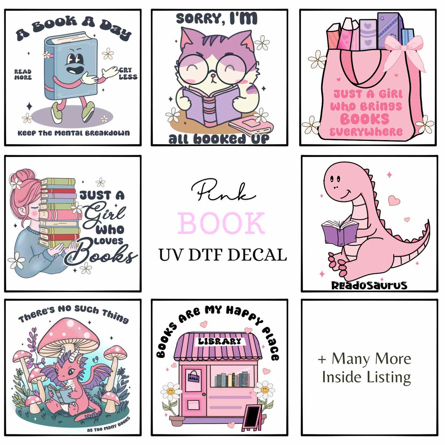 UV DTF - Pink Book Decals