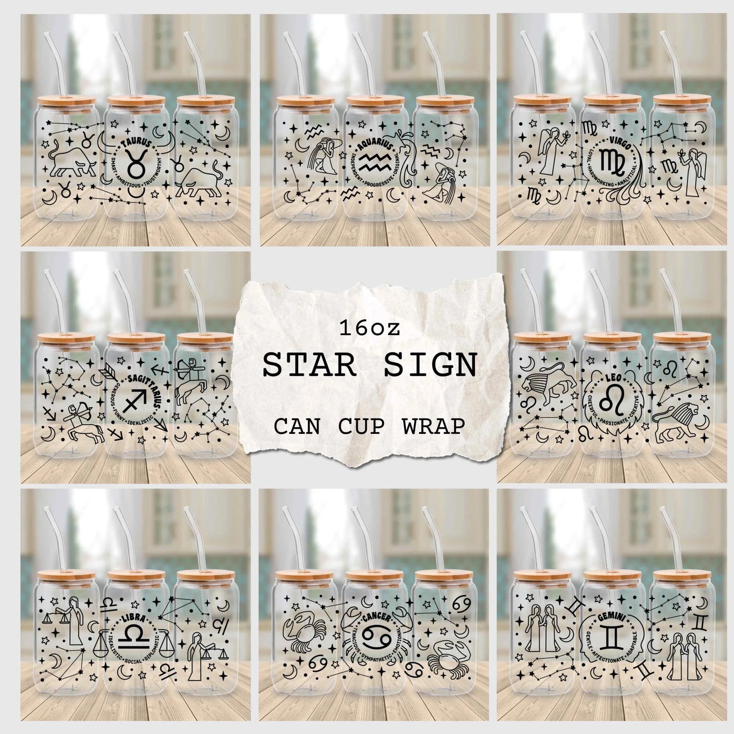 16oz UV DTF - Star Signs