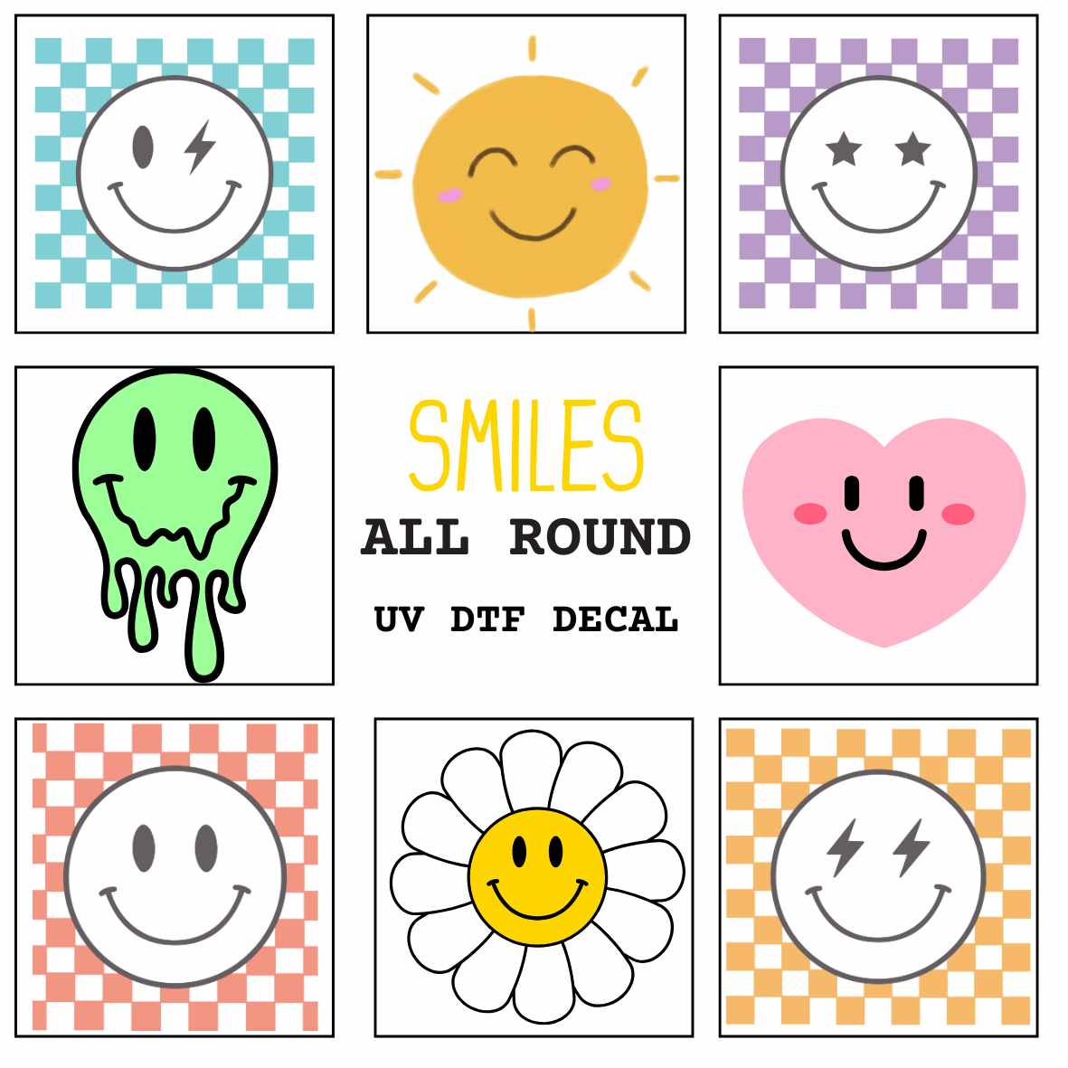 UV-DTF Smiles All Round Decals