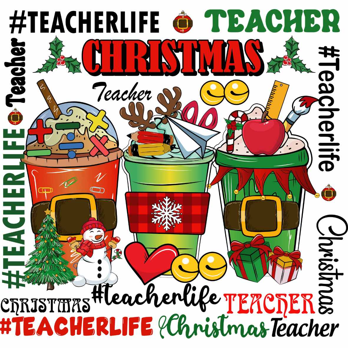 UV DTF Teacher Christmas Decals