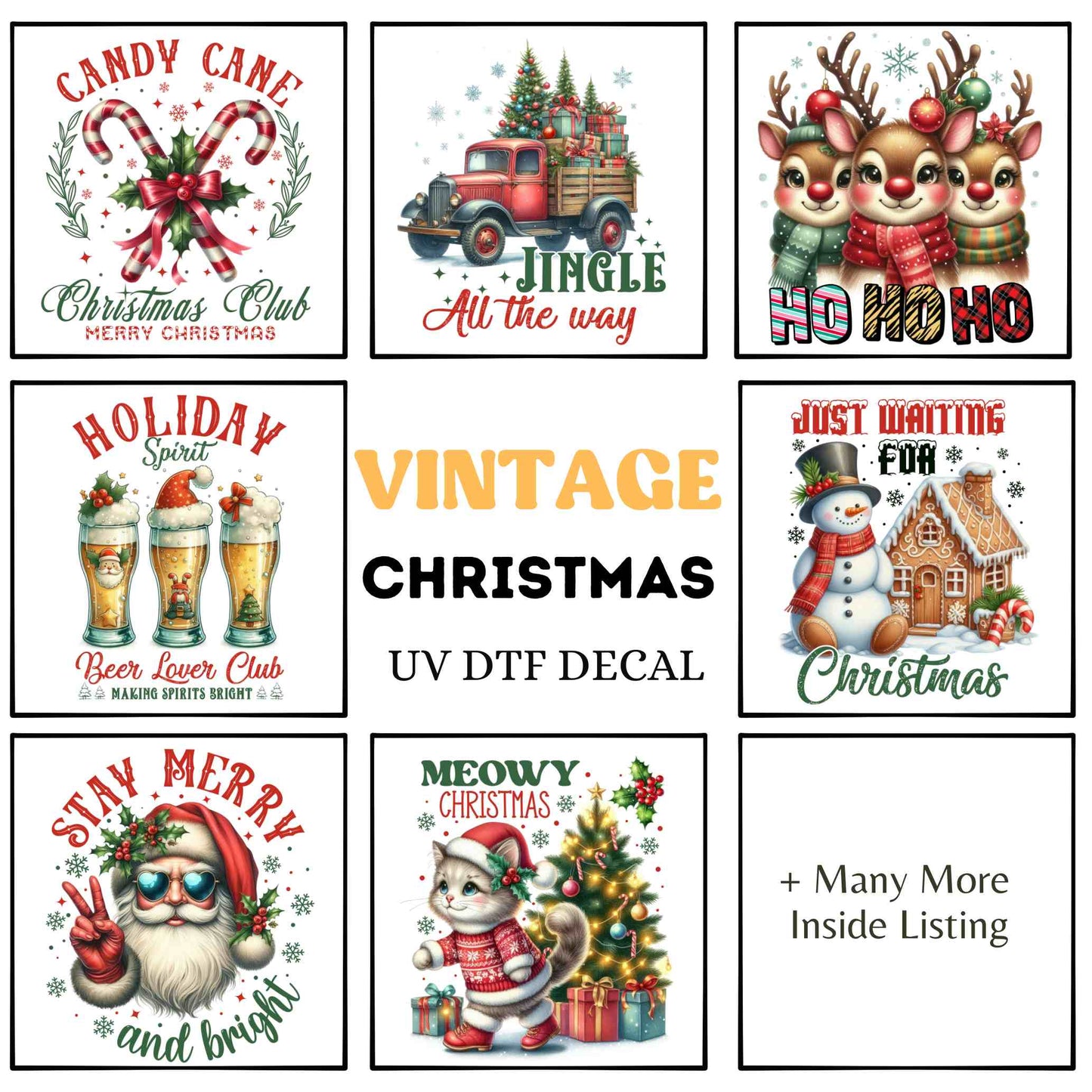 UV-DTF Vintage Christmas Decals