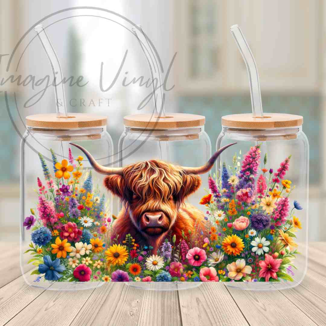 16oz UV DTF - Highland Cows