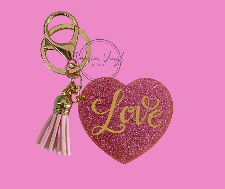 Glitter Heart Keyring