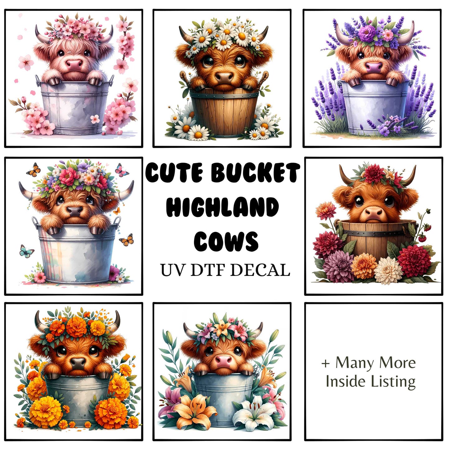 UV-DTF Bucket Highland Cow