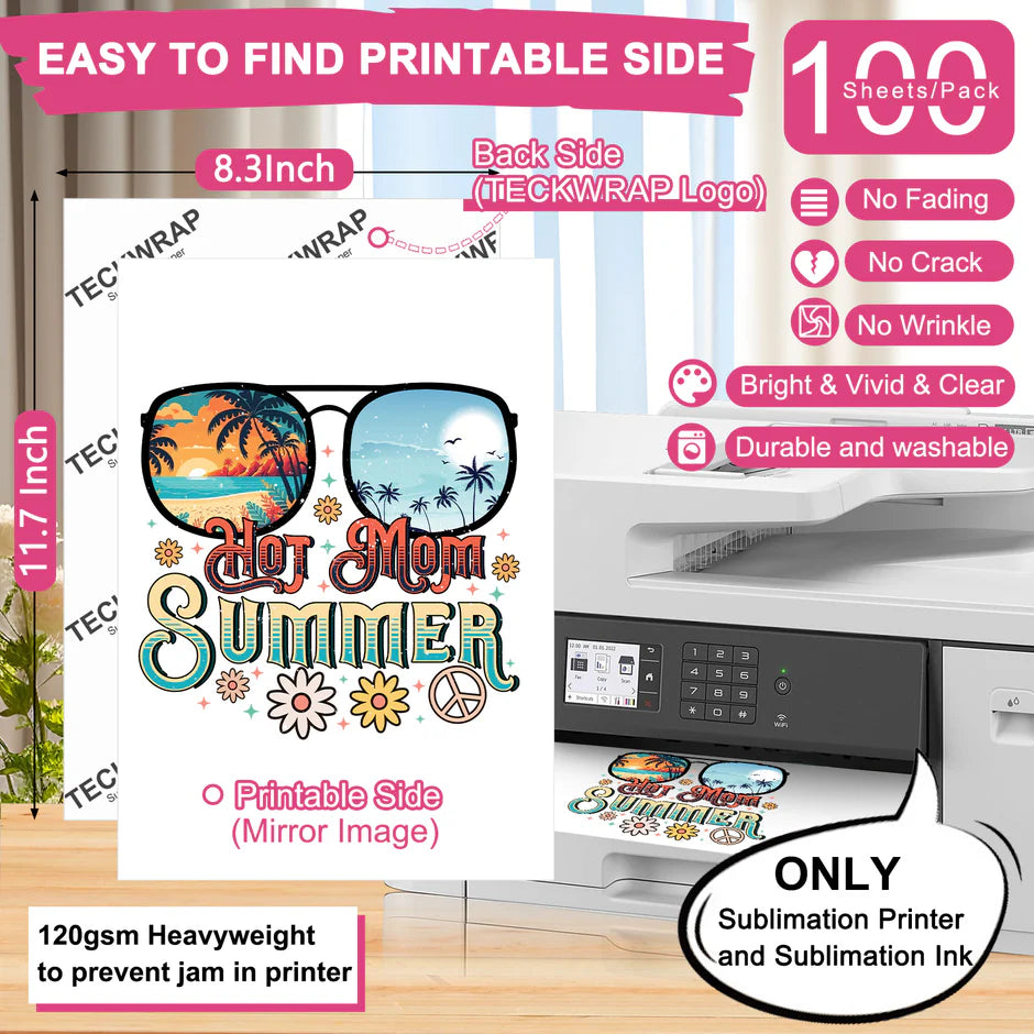 Teckwrap Sublimation Paper Sheets - 100 Sheets