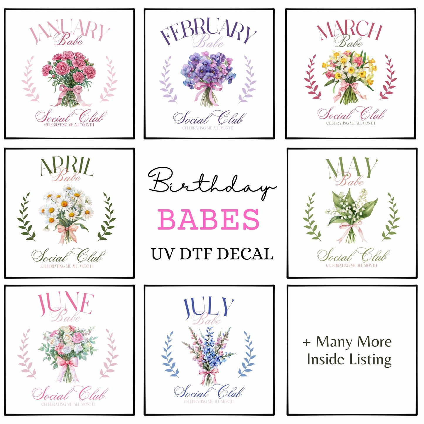 UV-DTF Birthday Babe Decals