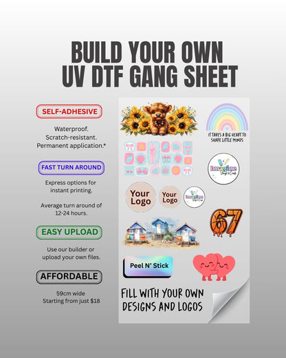 BUILD a UV DTF Gang Sheet (Self Adhesive)
