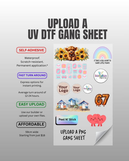 UPLOAD a UV DTF Gang Sheet (Self Adhesive)
