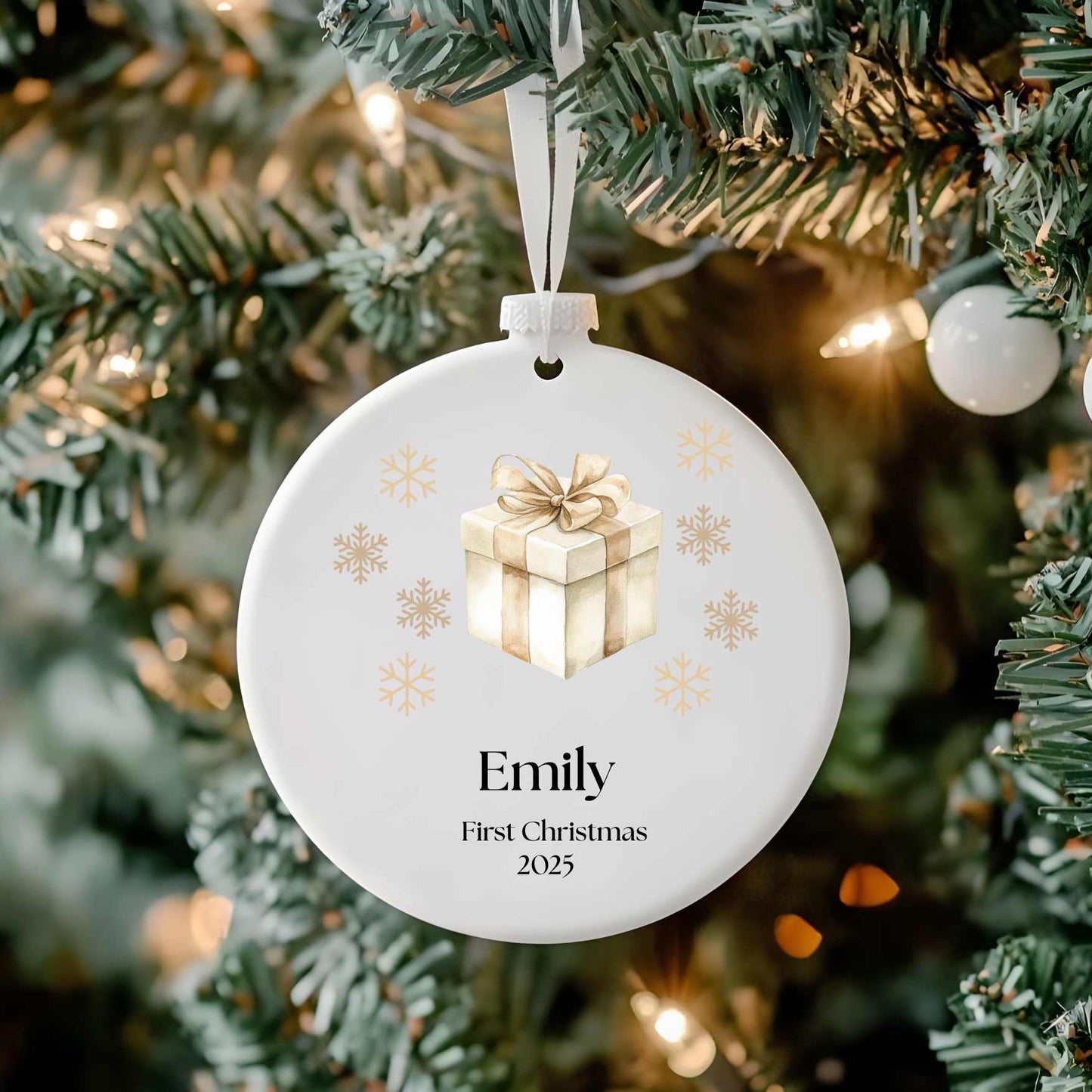 Frosted Bauble And UV-DTF Decal Beige