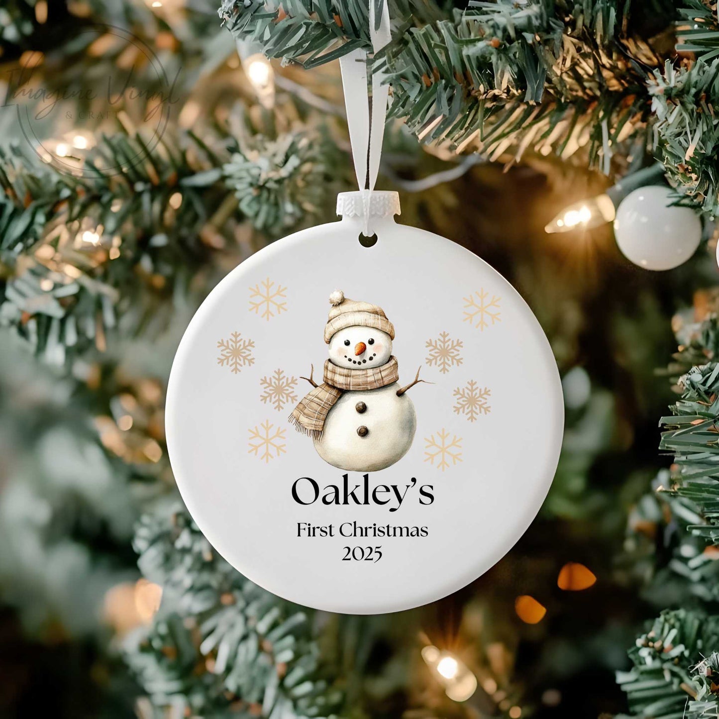 Frosted Bauble And UV-DTF Decal Beige