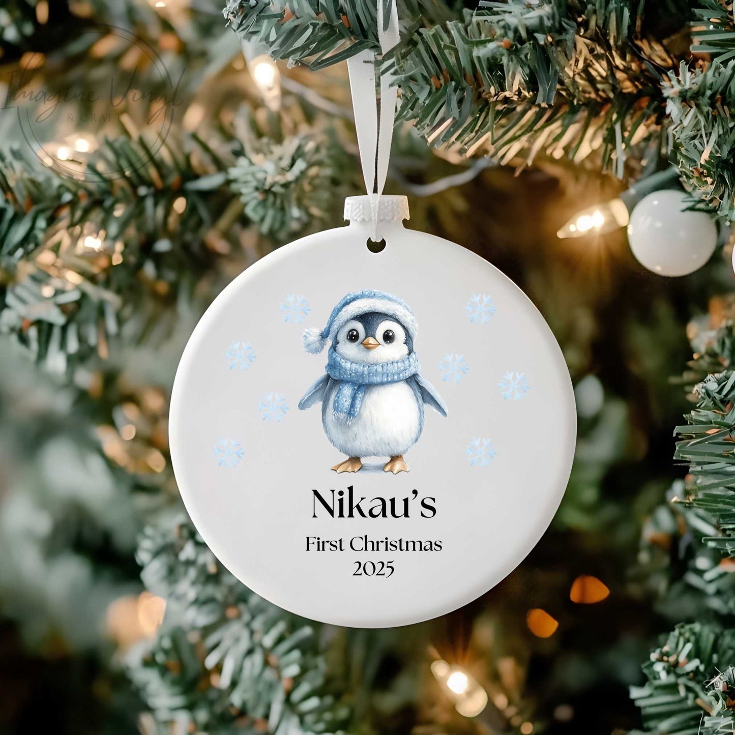 Frosted Bauble And UV-DTF Decal Blue