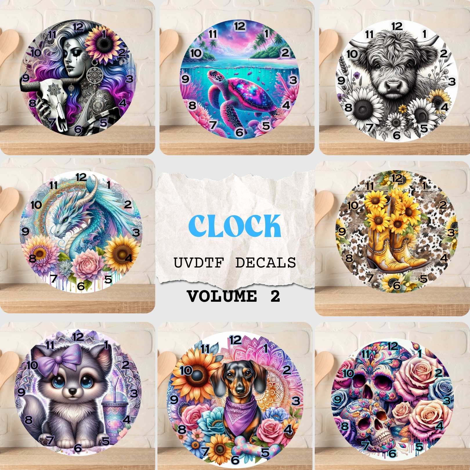 UV-DTF Clock Decals Volume 2 – Imagine Vinyl