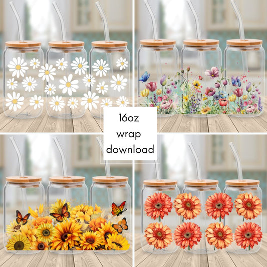 Downloadable - File 1Q Floral - Cup Wrap