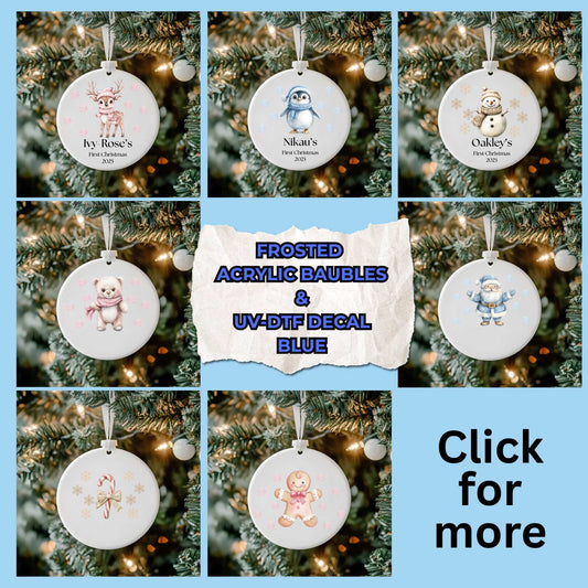 Frosted Bauble And UV-DTF Decal Blue