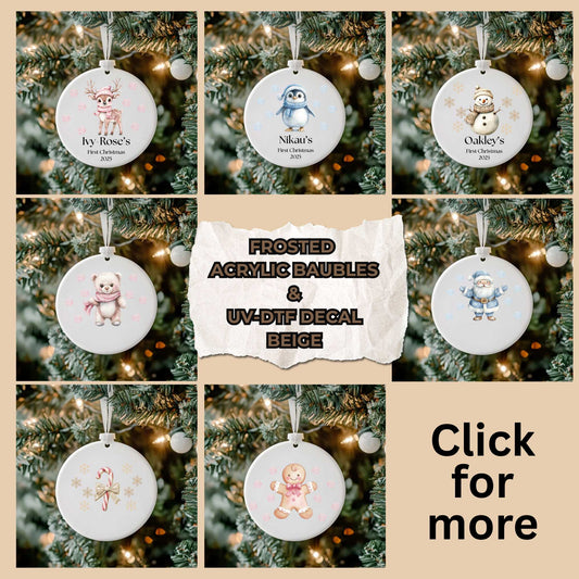 Frosted Bauble And UV-DTF Decal Beige