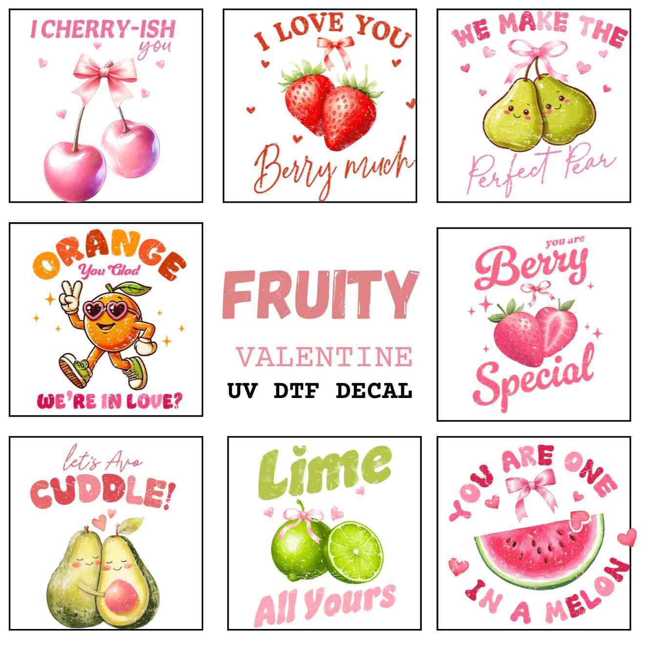 UV-DTF  Fruity Valentines Decals