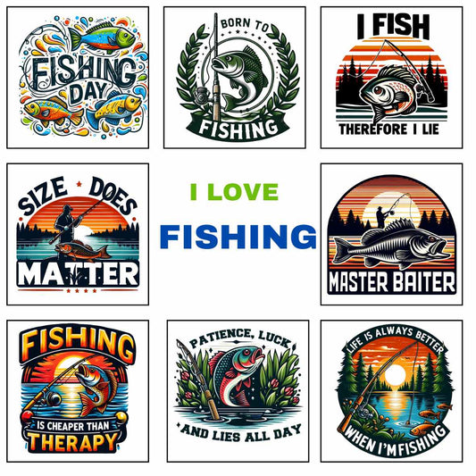 UV-DTF I Love Fishing Decals