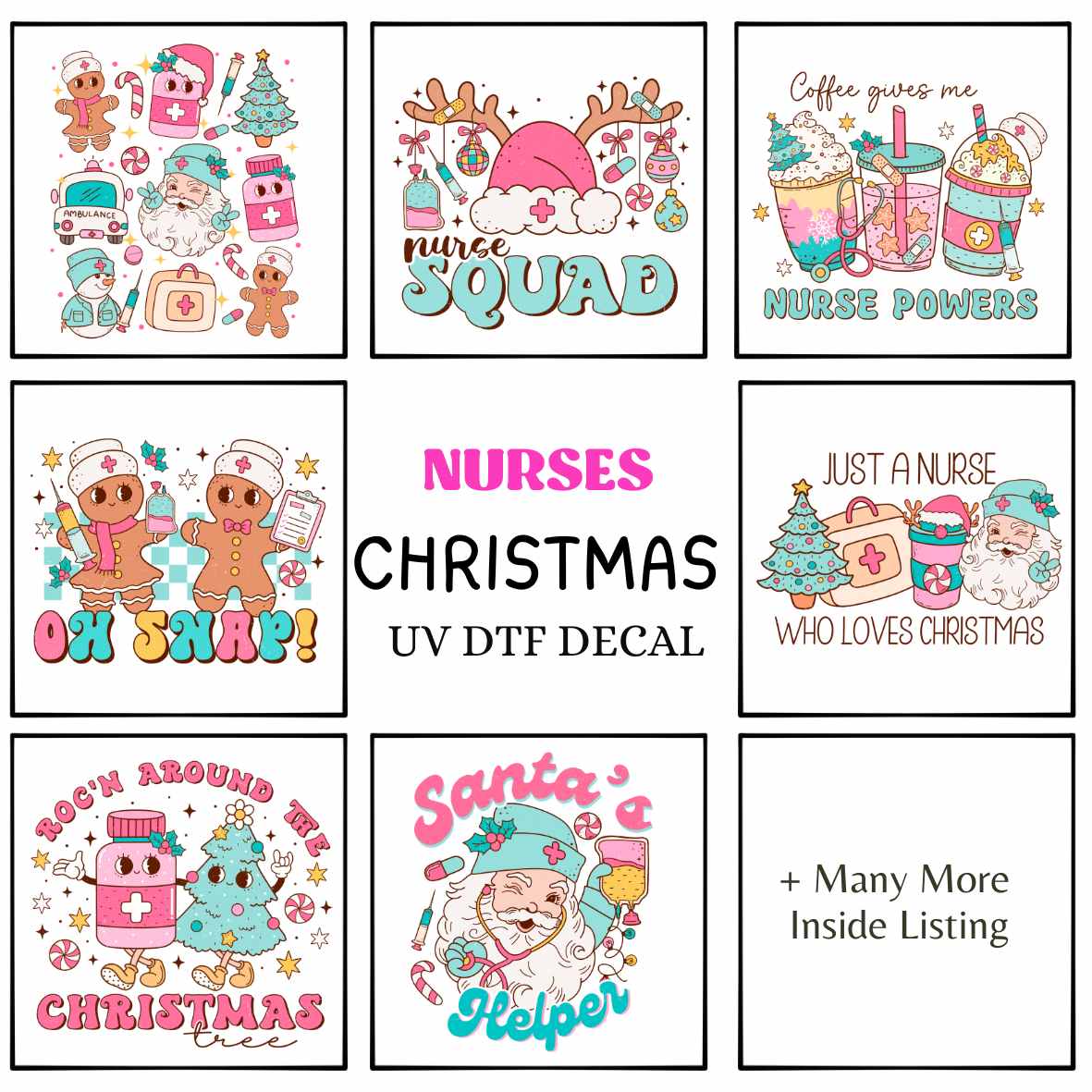 UV DTF Nurse Christmas Decals