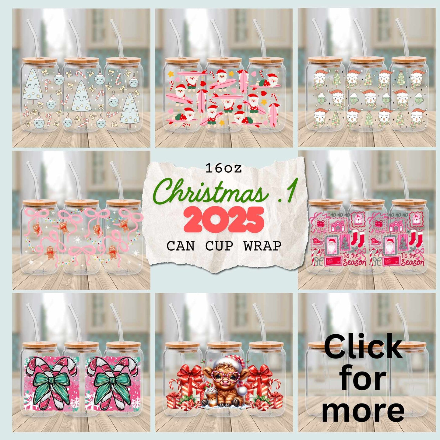 16oz UV-DTF Christmas.1 Cup Wraps